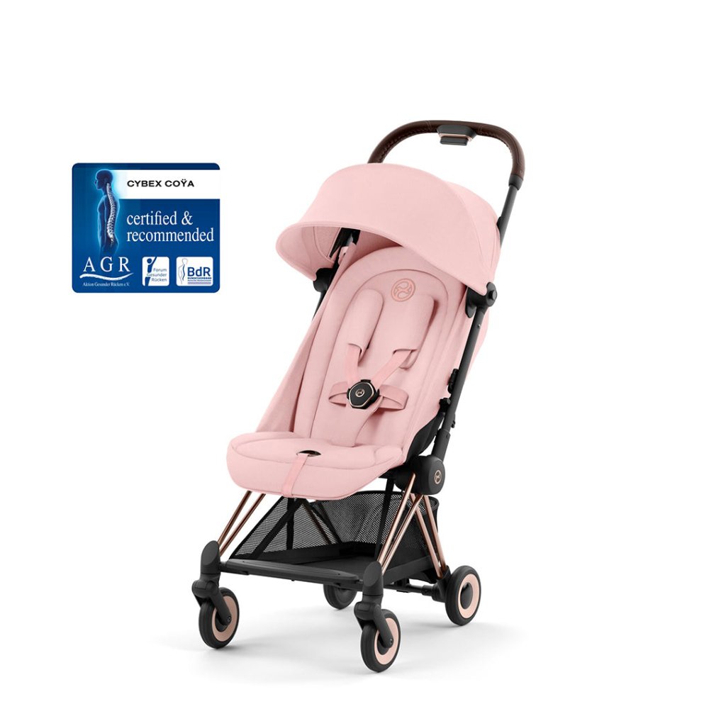 CYBEX COYA Ultra compact Pushchair with Rose Gold Frame Peach Pink Bambinista