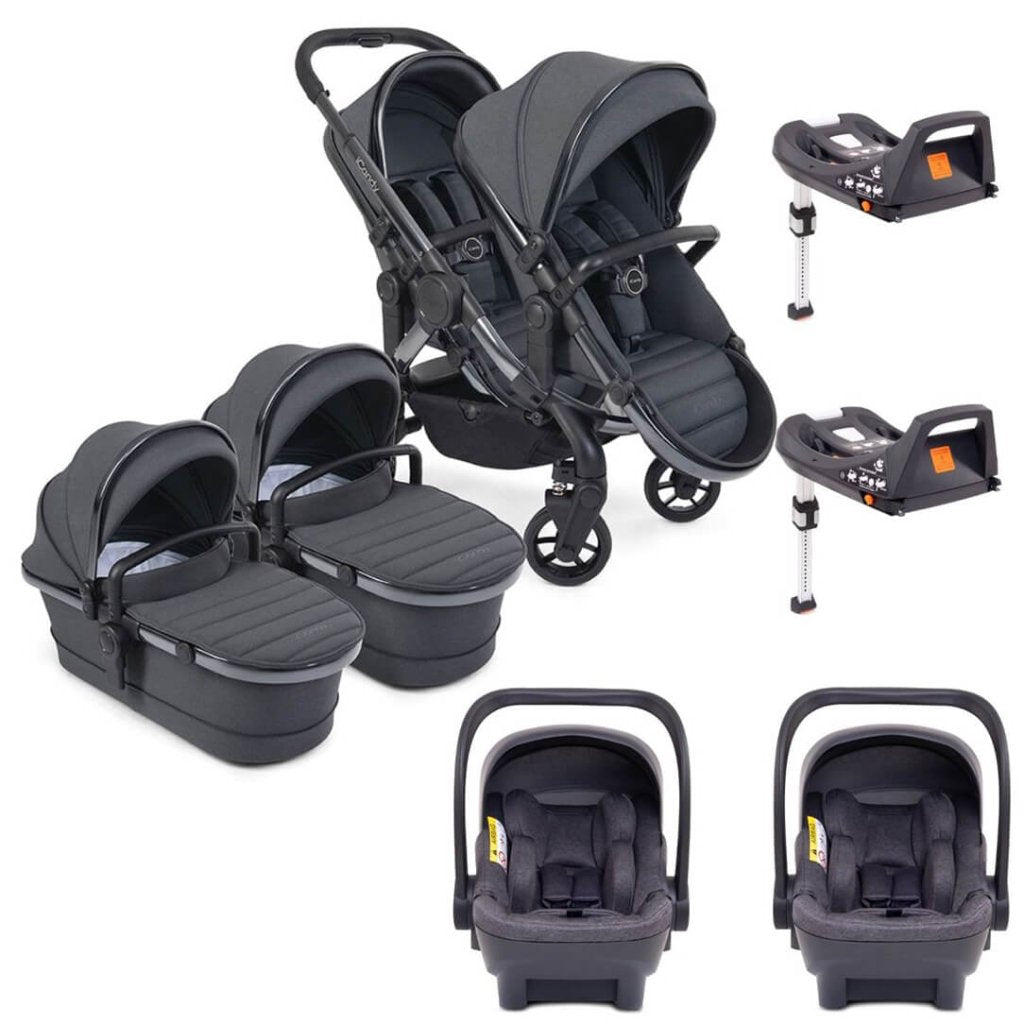 ICANDY Peach 7 Twin Pushchair Bundle With 2 x Cocoon Car Seat Base Bambinista