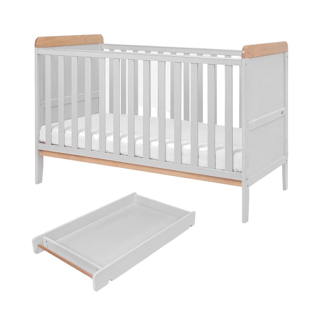 TUTTI BAMBINI Rio Cot Bed with Cot Top Changer Mattress Dove Grey Oak