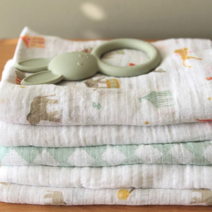 Bambinista-ADEN + ANAIS-Blankets-ADEN + ANAIS Essentials 5 Pack Cotton Muslin Squares - Elephant Circus