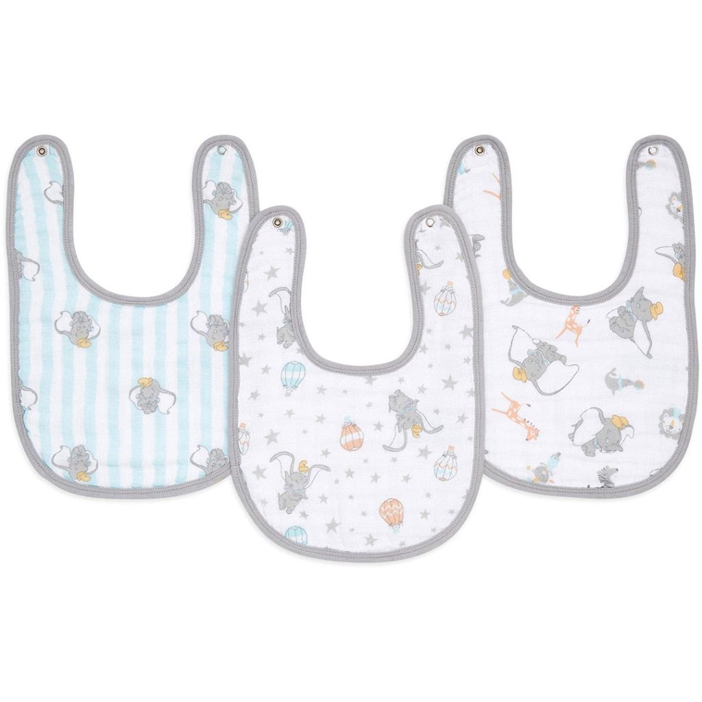 Bambinista-ADEN + ANAIS-Accessories-ADEN + ANAIS Essentials Cotton Muslin Snap Bibs - Dumbo New Heights 3-pack