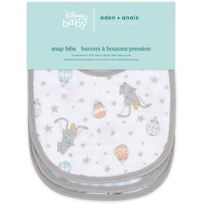 Bambinista-ADEN + ANAIS-Accessories-ADEN + ANAIS Essentials Cotton Muslin Snap Bibs - Dumbo New Heights 3-pack