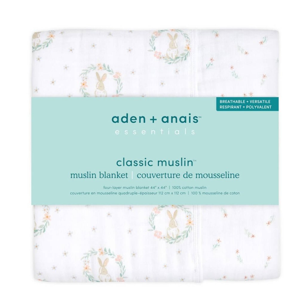 Bambinista-ADEN + ANAIS-Blankets-ADEN + ANAIS Essentials Muslin Blanket - Blushing Bunnies