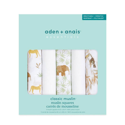 Bambinista - ADEN + ANAIS - Blankets - ADEN+ANAIS Essentials 5 Pack Cotton Muslin Squares - Tanzania