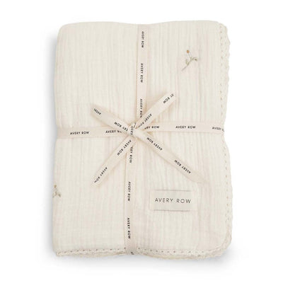 Bambinista - AVERY ROW - Blankets - AVERY ROW Embroidered Muslin blanket - Wild Chamomile