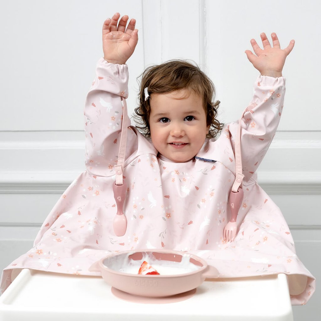 Bambinista - BIBADO - Tableware - Bibado Botanical Bunnies Coverall Weaning Bib - Pink