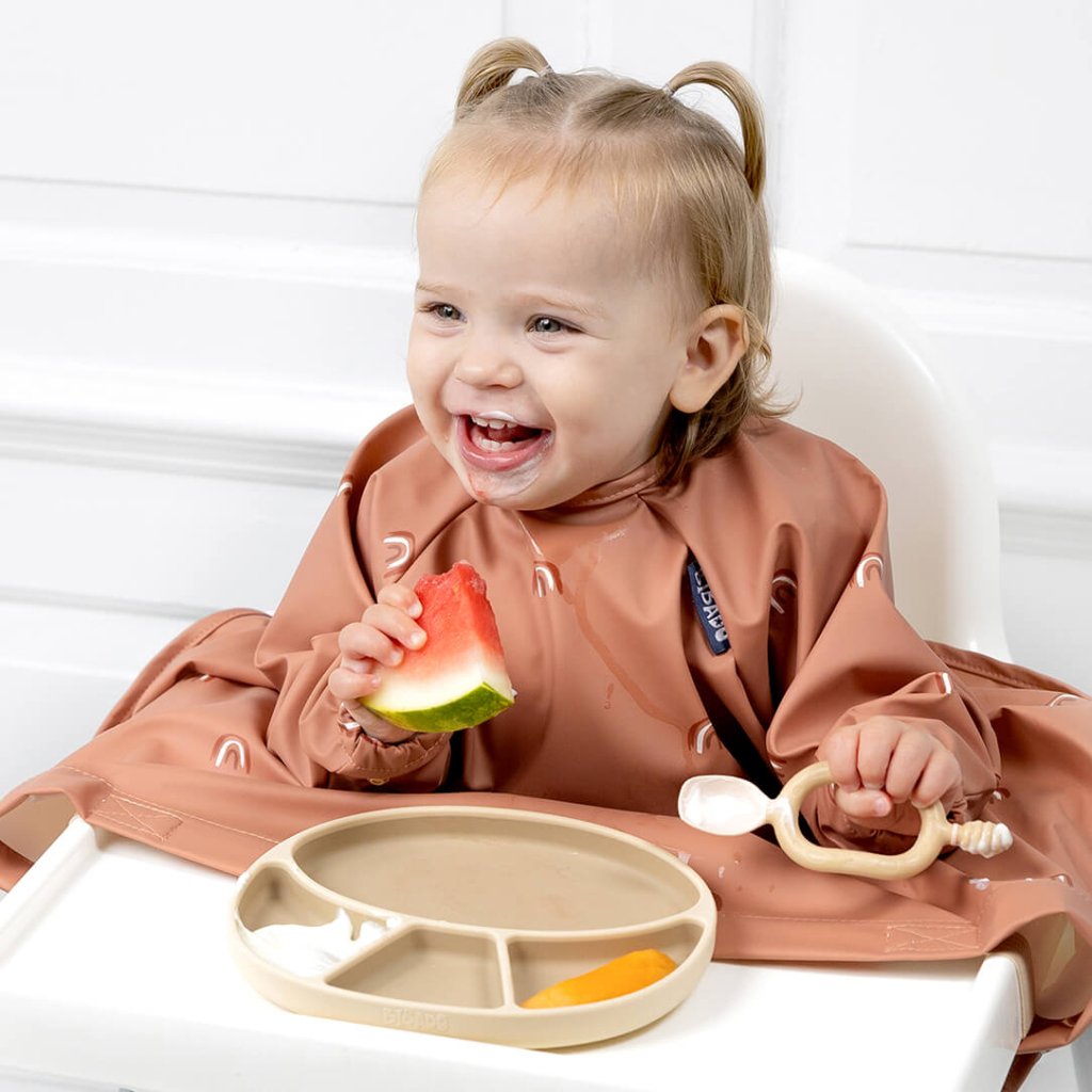 Bambinista - BIBADO - Tableware - Bibado Chasing Rainbows Coverall Weaning Bib - Terracotta