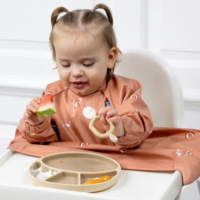 Bambinista - BIBADO - Tableware - Bibado Chasing Rainbows Coverall Weaning Bib - Terracotta