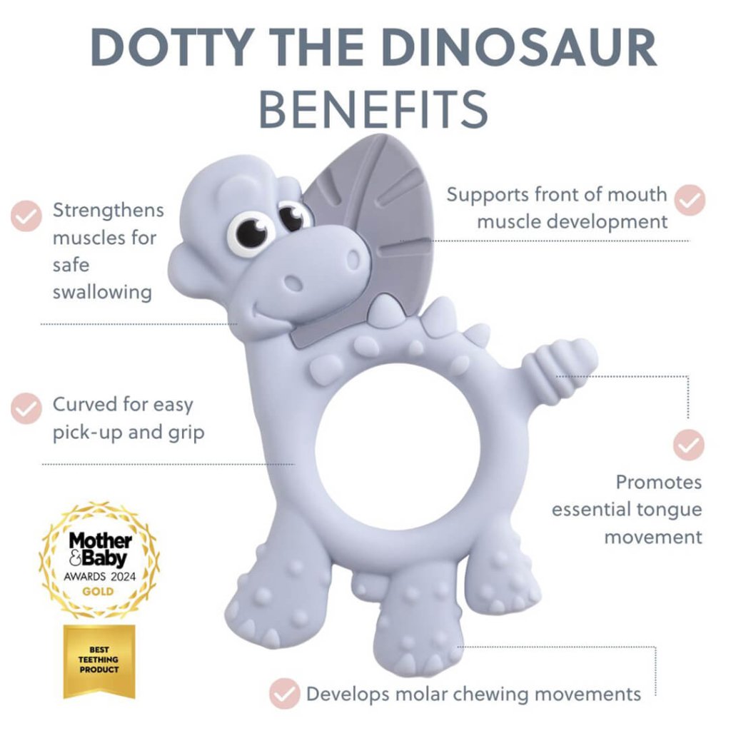 Bambinista - BIBADO - Tableware - Bibado Sensory Teether Dotty the Dinosaur Mist - Grey