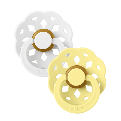 Bambinista - BIBS - Accessories - BIBS Boheme 2 Pack Latex Round Pacifier - White / Sunshine