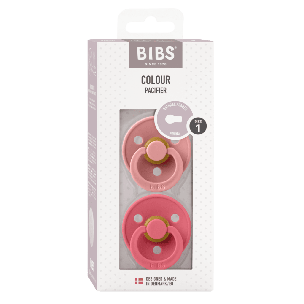 Bambinista - BIBS - Accessories - BIBS Colour 2 Pack Latex Round Pacifier - Dusty Pink / Coral