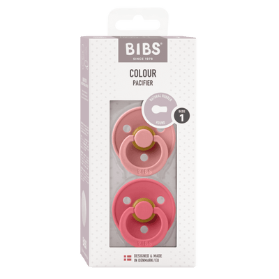 Bambinista - BIBS - Accessories - BIBS Colour 2 Pack Latex Round Pacifier - Dusty Pink / Coral