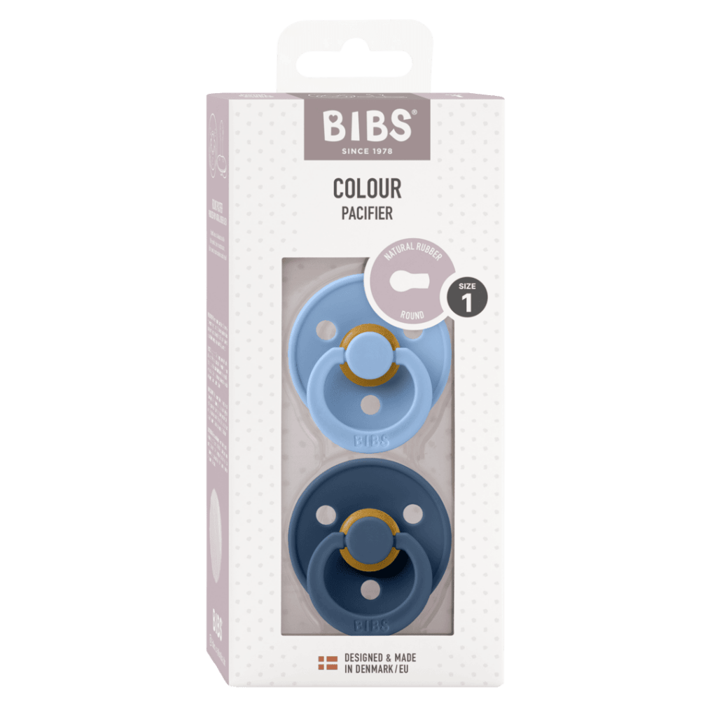 Bambinista - BIBS - Accessories - BIBS Colour 2 Pack Latex Round Pacifier - Sky Blue / Steel Blue