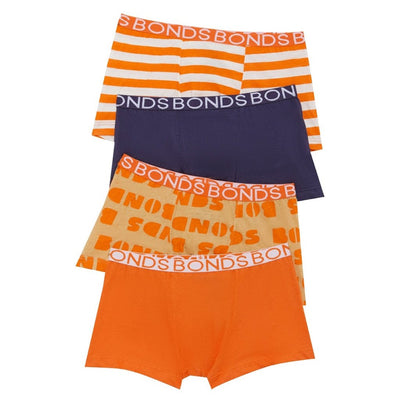 Bambinista - BONDS - Underwear - BONDS Boys 4 Pack Printed Trunk Underwear - Orange Stripe