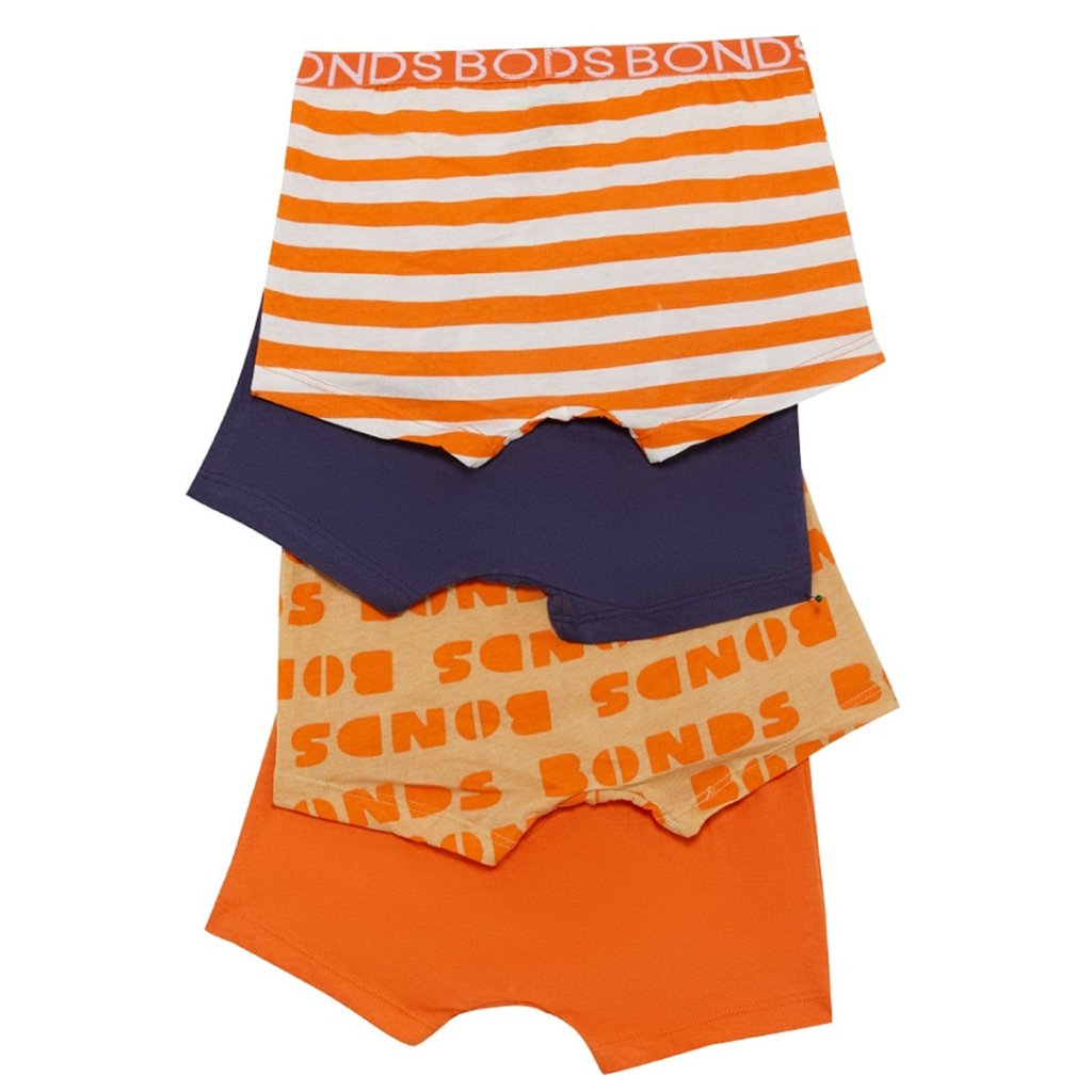 Bambinista - BONDS - Underwear - BONDS Boys 4 Pack Printed Trunk Underwear - Orange Stripe