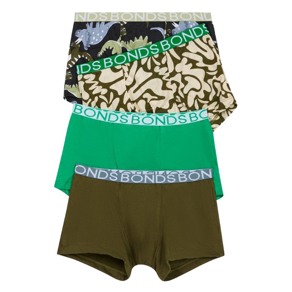 Bambinista - BONDS - Underwear - BONDS Boys 4 Pack Printed Trunk Underwear - Sleepy Dinosaur