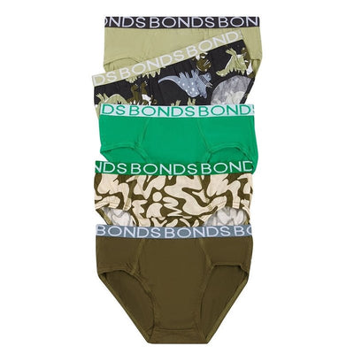 Bambinista - BONDS - Underwear - BONDS Boys Underwear Brief 5 Pack - Sleepy Dinosaur