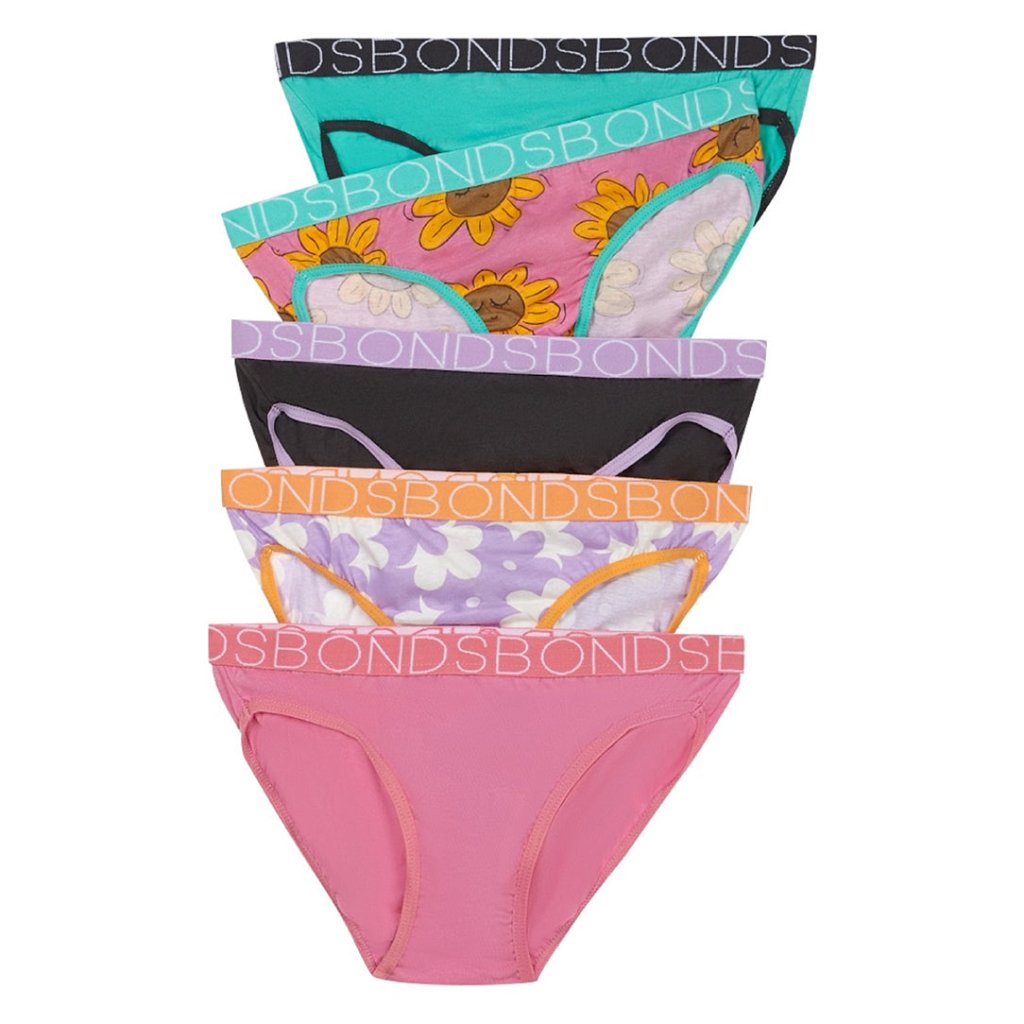 Bambinista - BONDS - Underwear - BONDS Girls Bikini 5 Pack - Sleepy Sunflower