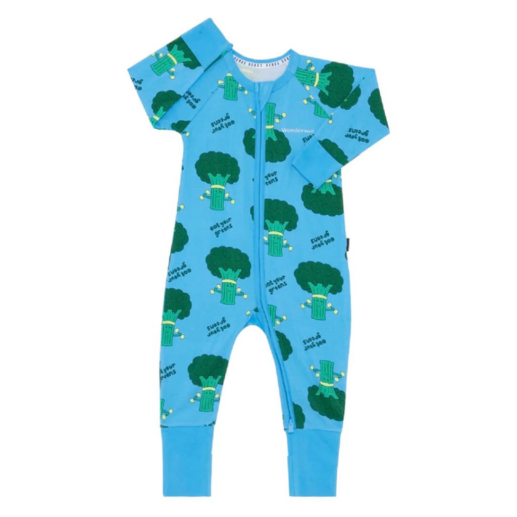 Bambinista - BONDS - Rompers - BONDS Zip Wondersuit Baby Romper - Eat Your Greens / Blue