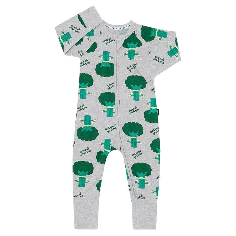 Bambinista - BONDS - Rompers - BONDS Zip Wondersuit - Eat Your Greens Grey Marle