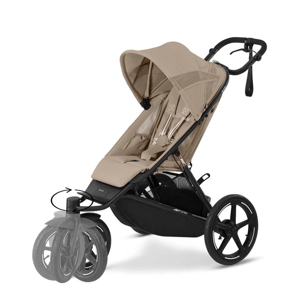 Bambinista - CYBEX - Travel - CYBEX AVI SPIN Black 3 Wheel Pushchair - Almond Beige (2024 New Generation)