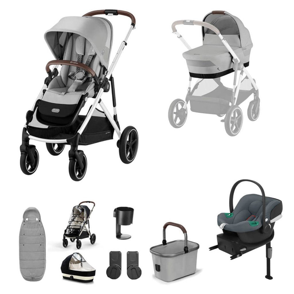 Bambinista - CYBEX - Travel - CYBEX Gazelle S Travel System Comfort Bundle With Gold Footmuff and ATON B2 - Lava Grey