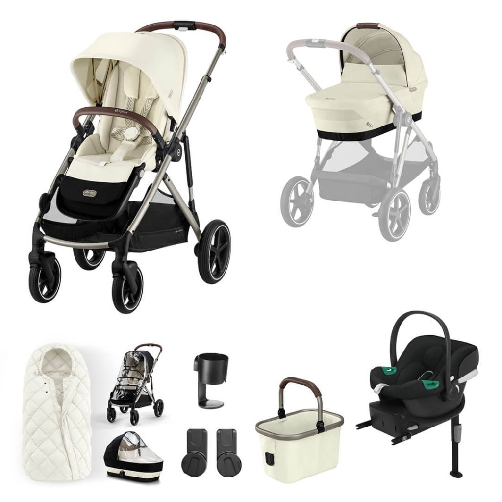 Bambinista - CYBEX - Travel - CYBEX Gazelle S Travel System Comfort Bundle With Snogga and ATON B2 - Seashell Beige