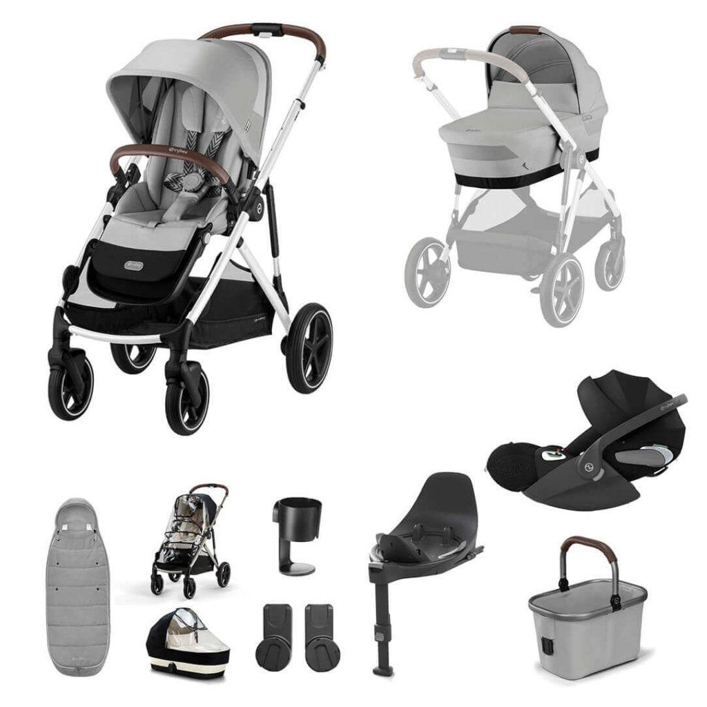 Bambinista - CYBEX - Travel - CYBEX Gazelle S Travel System Luxury Bundle With Gold Footmuff and CLOUD T - Lava Grey