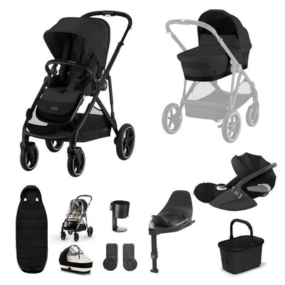 Bambinista - CYBEX - Travel - CYBEX Gazelle S Travel System Luxury Bundle With Gold Footmuff and CLOUD T - Moon Black