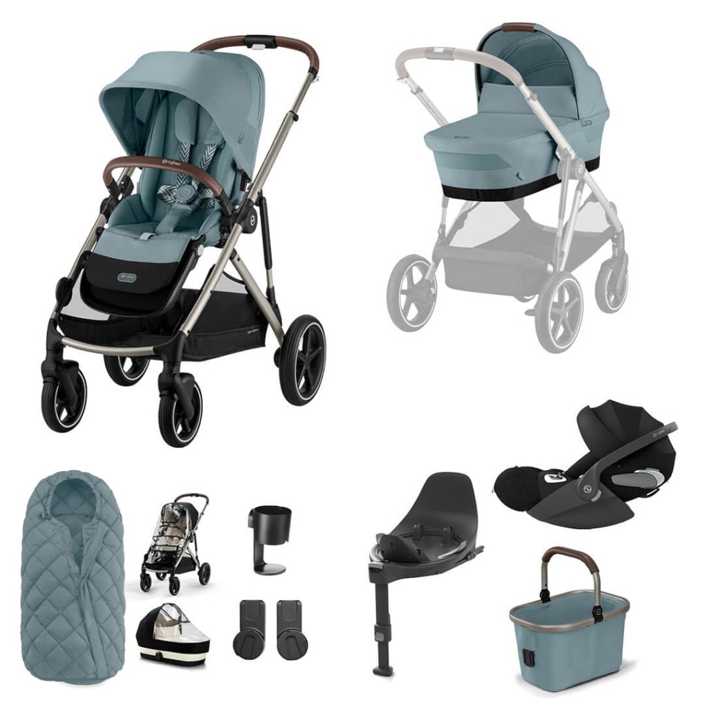 Bambinista - CYBEX - Travel - CYBEX Gazelle S Travel System Luxury Bundle With Snogga and CLOUD T - Sky Blue