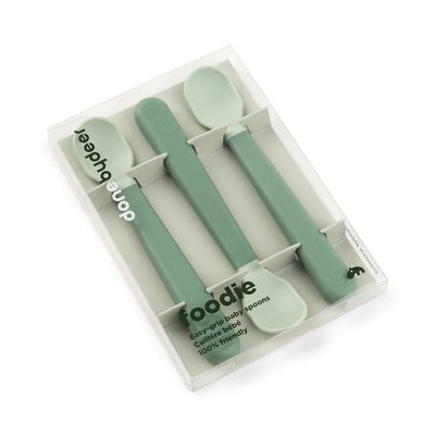 Bambinista - DONE BY DEER - Tableware - DONE BY DEER Foodie easy - grip baby spoon 3 - pack - Green