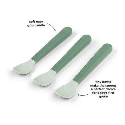 Bambinista - DONE BY DEER - Tableware - DONE BY DEER Foodie easy - grip baby spoon 3 - pack - Green