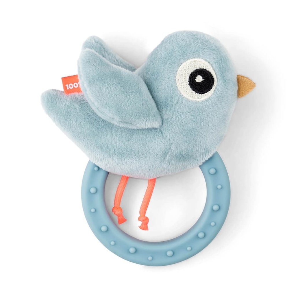 Bambinista - DONE BY DEER - Toys - DONE BY DEER Sensory rattle w/teether Birdee - Blue