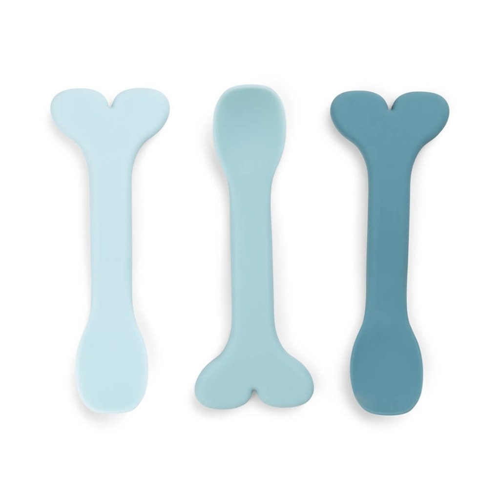 Bambinista - DONE BY DEER - Tableware - DONE BY DEER Silicone baby spoon 3 - pack Wally - Blue