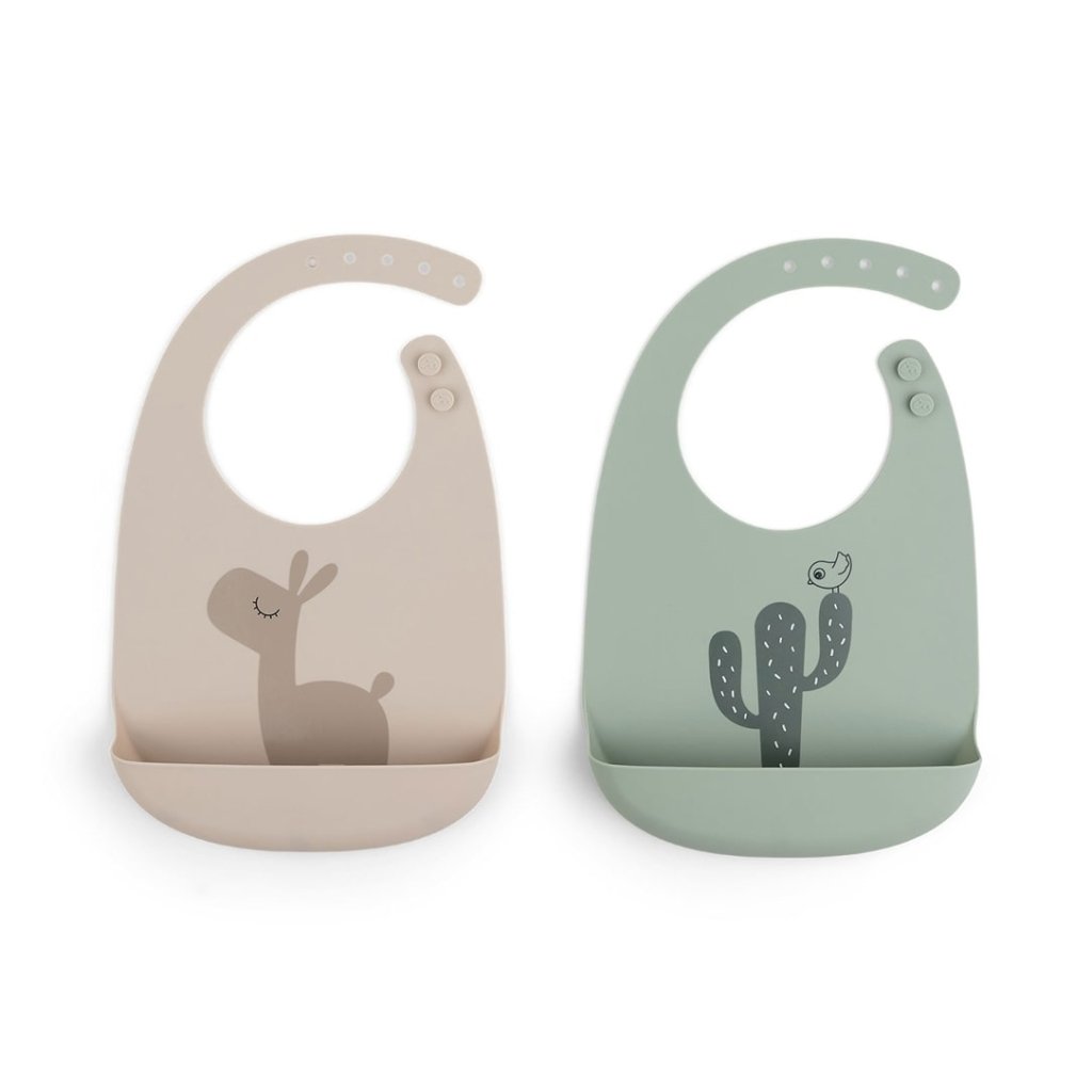 Bambinista - DONE BY DEER - Tableware - DONE BY DEER Silicone bib 2 - pack Lalee - Sand/Green