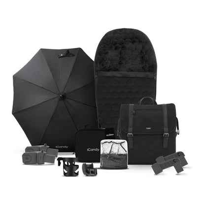 Bambinista-ICANDY-Travel-ICANDY Core Pushchair and Carrycot - Complete Bundle - Jet (Black edition)