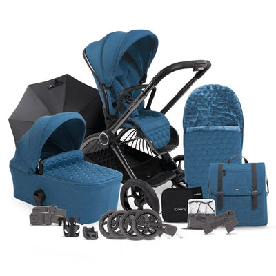 Bambinista-ICANDY-Travel-ICANDY Core Pushchair and Carrycot - Complete Bundle - Phantom (Atlantis Blue)