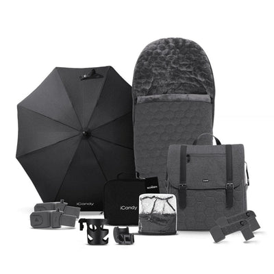 Bambinista-ICANDY-Travel-ICANDY Core Pushchair and Carrycot - Complete Bundle - Phantom (Dark Grey)