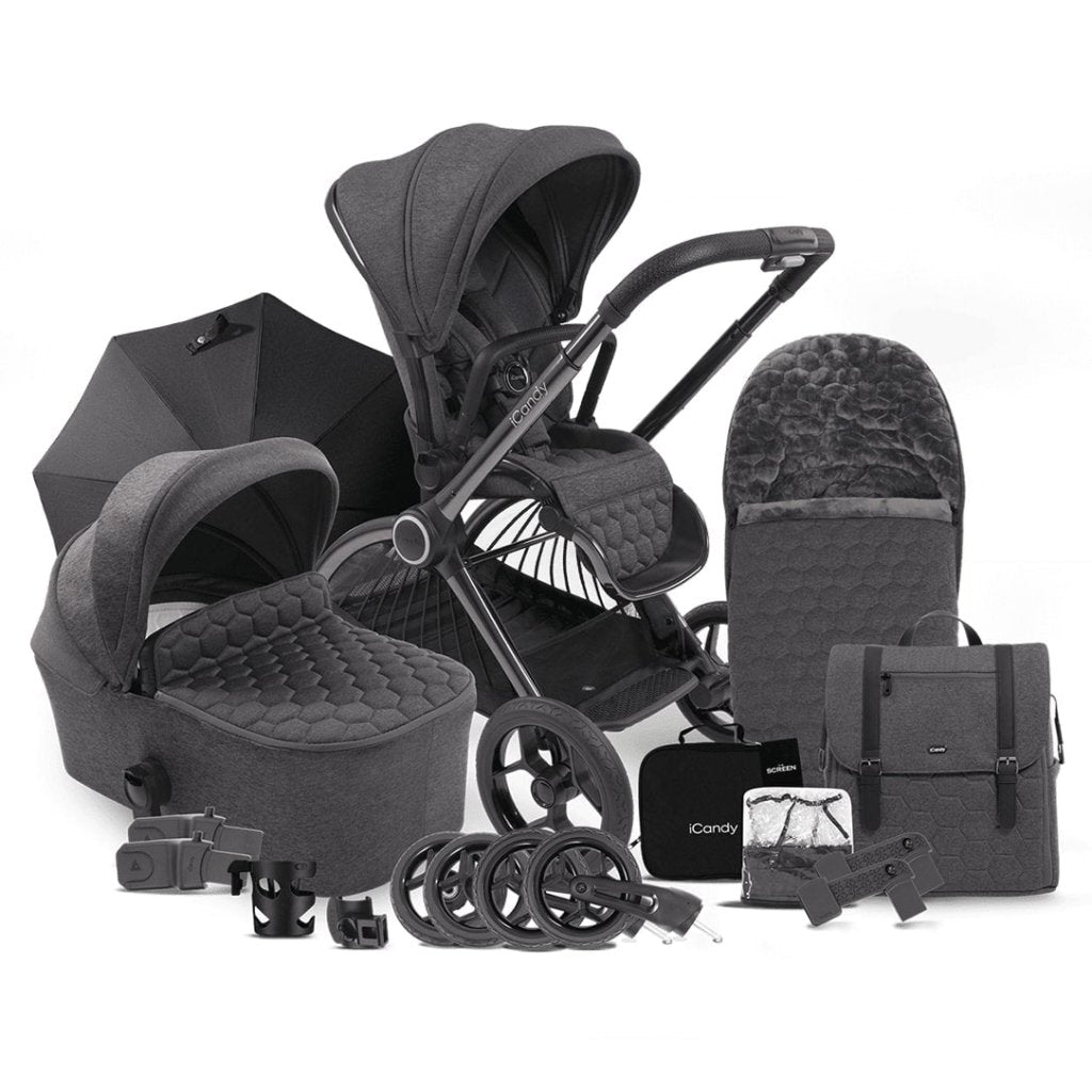 Bambinista-ICANDY-Travel-ICANDY Core Pushchair and Carrycot - Complete Bundle - Phantom (Dark Grey)