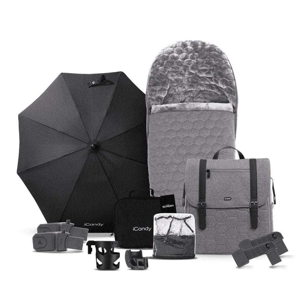 Bambinista-ICANDY-Travel-ICANDY Core Pushchair and Carrycot - Complete Bundle - Phantom (Light Grey)