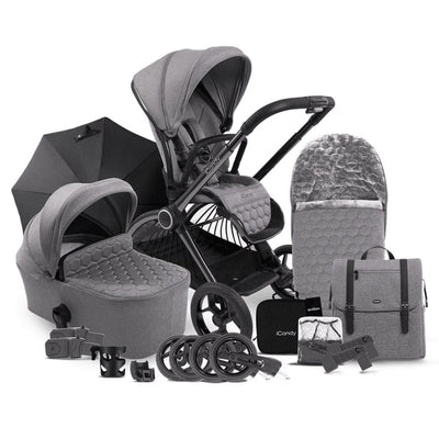 Bambinista-ICANDY-Travel-ICANDY Core Pushchair and Carrycot - Complete Bundle - Phantom (Light Grey)