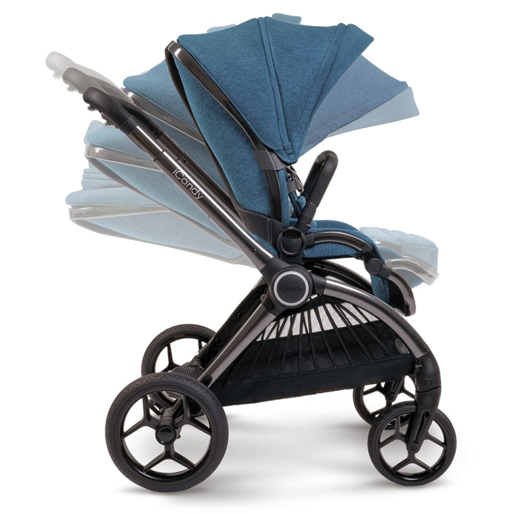 Bambinista-ICANDY-Travel-ICANDY Core Pushchair and Carrycot Complete Bundle with COCOON Car Seat & Base - Phantom (Atlantis Blue)