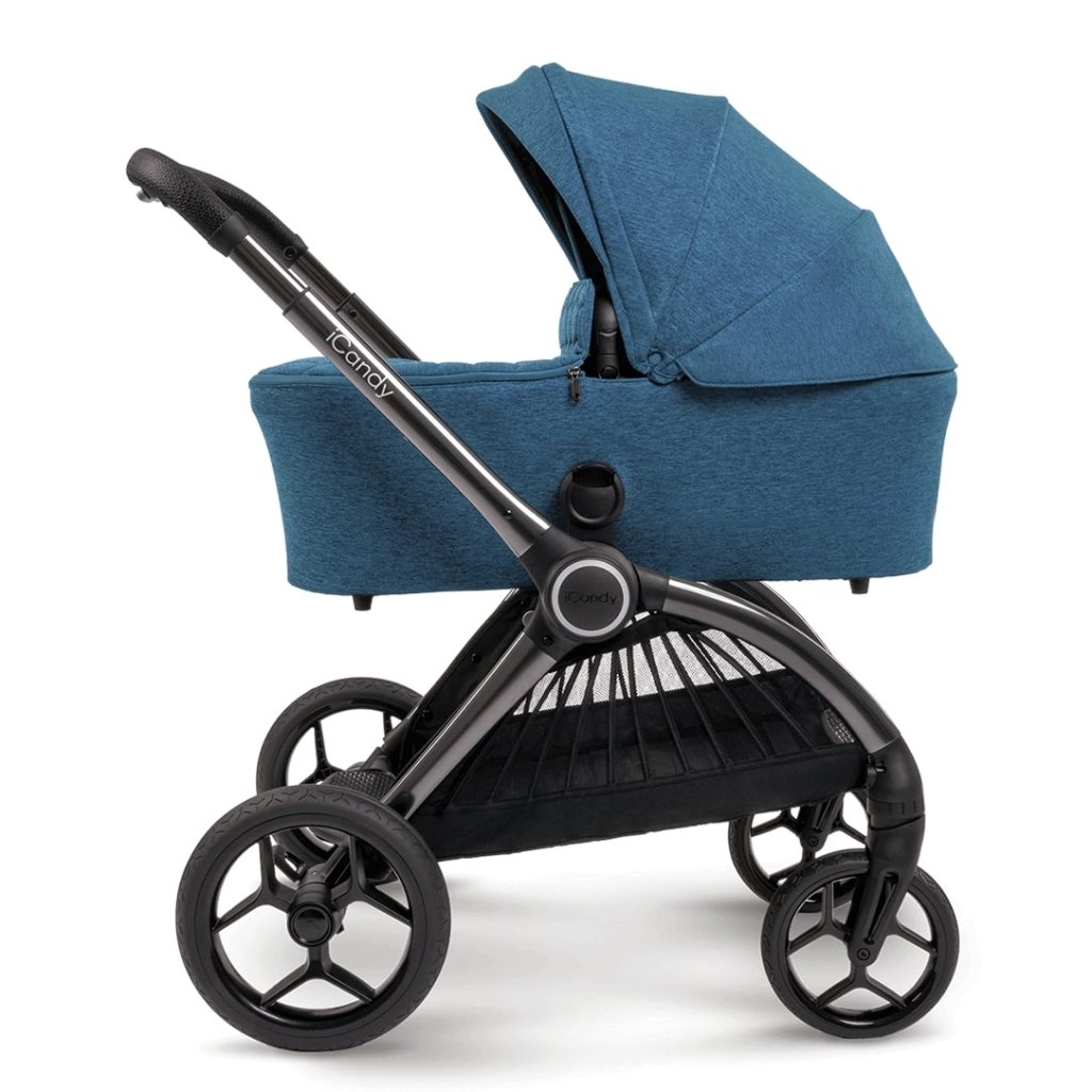 Bambinista-ICANDY-Travel-ICANDY Core Pushchair and Carrycot Complete Bundle with COCOON Car Seat & Base - Phantom (Atlantis Blue)