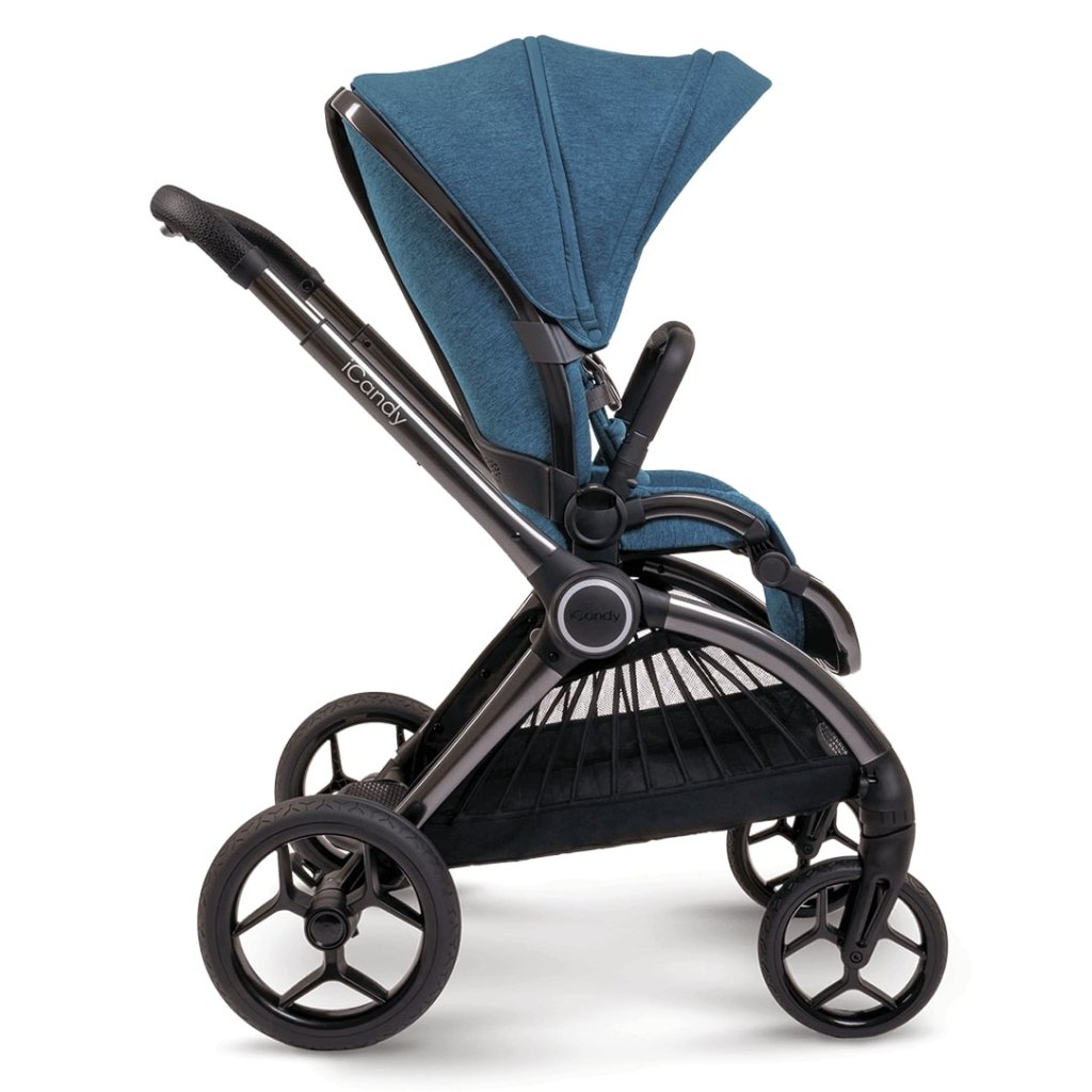 Bambinista-ICANDY-Travel-ICANDY Core Pushchair and Carrycot Complete Bundle with COCOON Car Seat & Base - Phantom (Atlantis Blue)