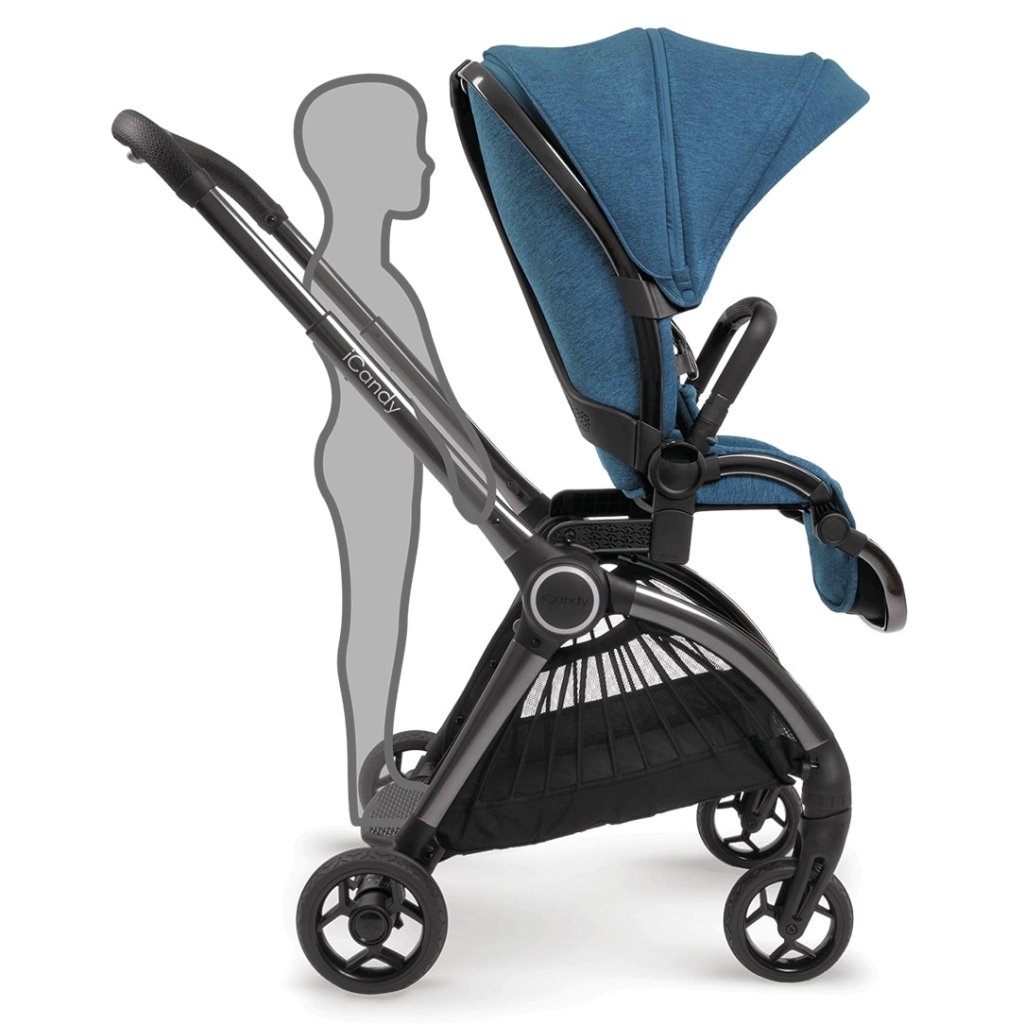 Bambinista-ICANDY-Travel-ICANDY Core Pushchair and Carrycot Complete Bundle with COCOON Car Seat & Base - Phantom (Atlantis Blue)