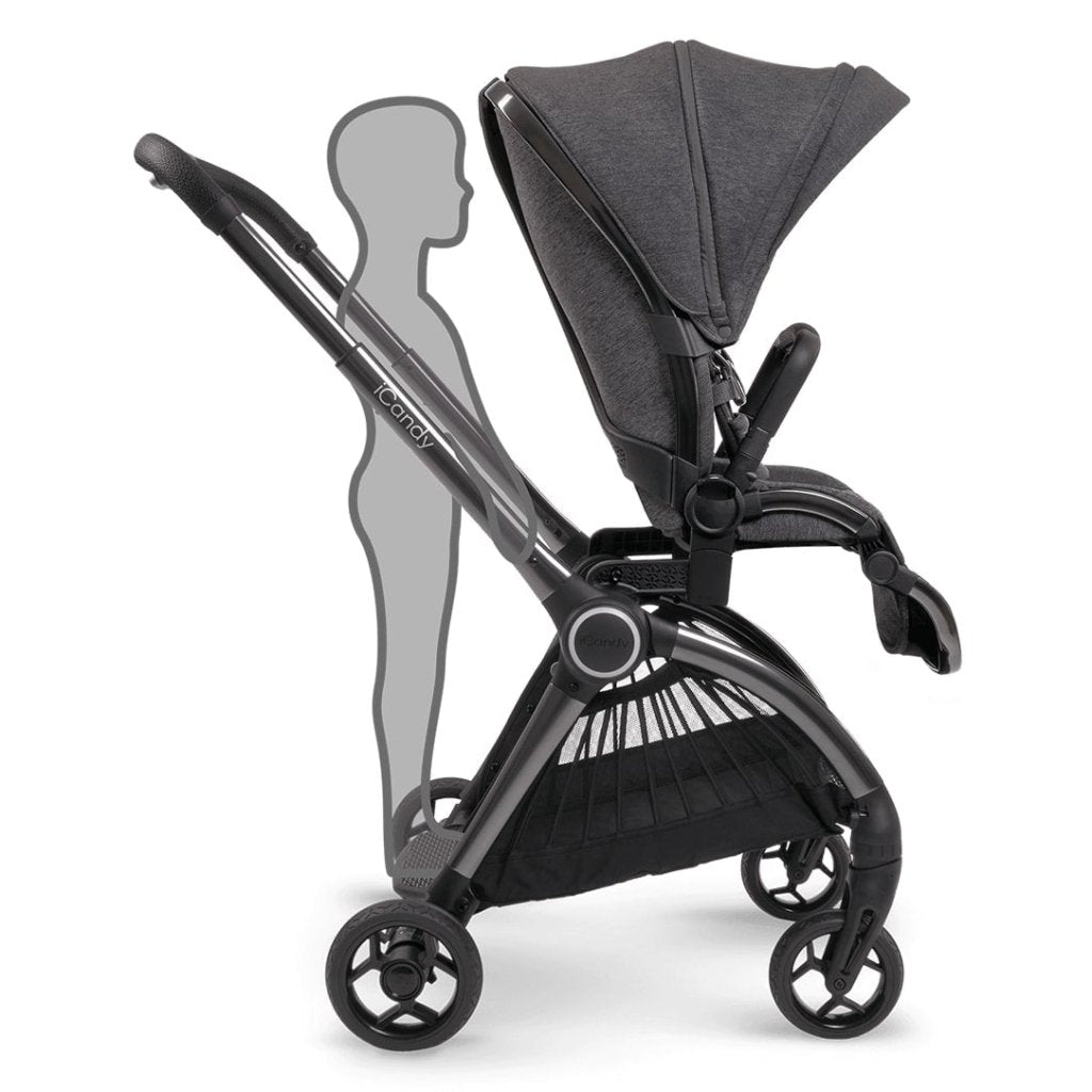 Bambinista-ICANDY-Travel-ICANDY Core Pushchair and Carrycot Complete Bundle with COCOON Car Seat & Base - Phantom (Dark Grey)