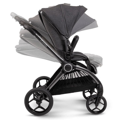 Bambinista-ICANDY-Travel-ICANDY Core Pushchair and Carrycot Complete Bundle with COCOON Car Seat & Base - Phantom (Dark Grey)