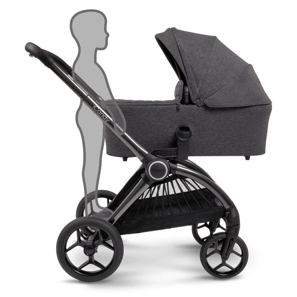 Bambinista-ICANDY-Travel-ICANDY Core Pushchair and Carrycot Complete Bundle with COCOON Car Seat & Base - Phantom (Dark Grey)