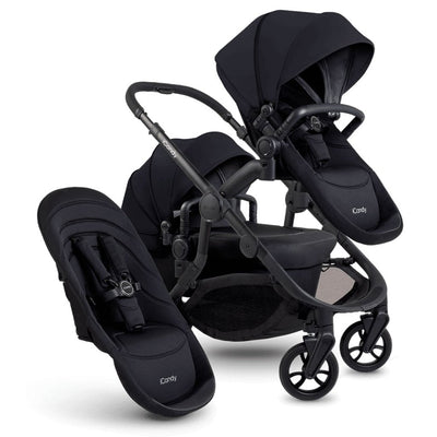 Bambinista-ICANDY-Travel-ICANDY Orange 4 Double Pushchair Bundle with Second Seat Fabric - Jet (Black Edition)