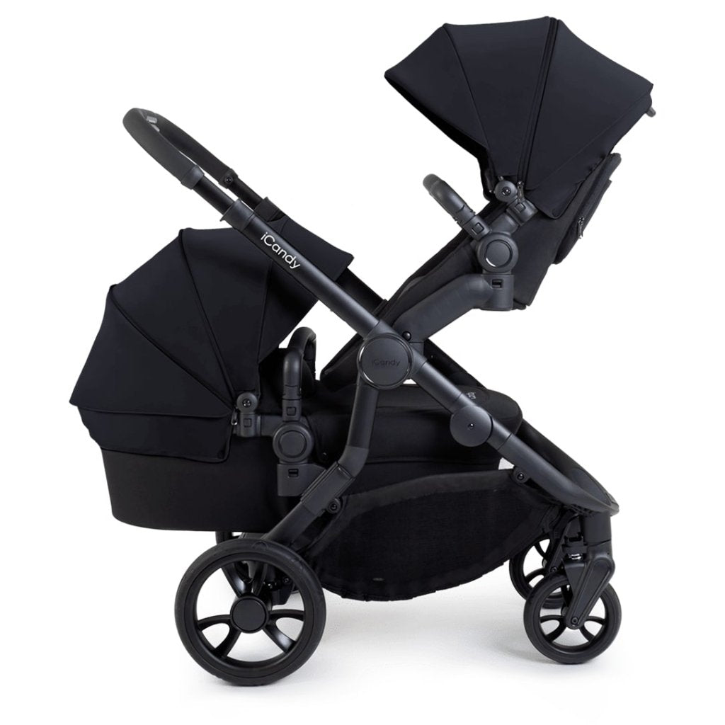 Bambinista-ICANDY-Travel-ICANDY Orange 4 Double Pushchair Bundle with Second Seat Fabric - Jet (Black Edition)